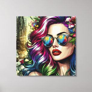 Impressão Em Tela Mulher Bonita na Cidade