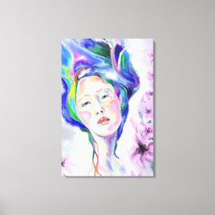 Impressão Em Tela Mulher Bonito de Arte com Lírios - Desenhando Col