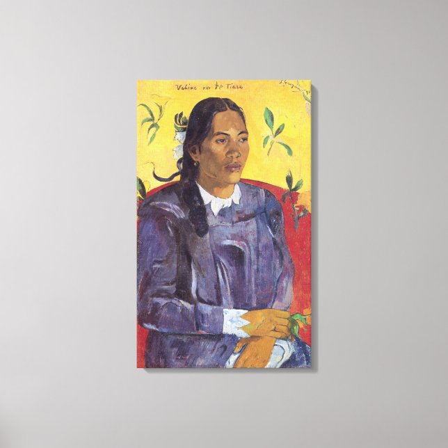 Impressão Em Tela Mulher com Flor por Paul Gauguin (Frente)