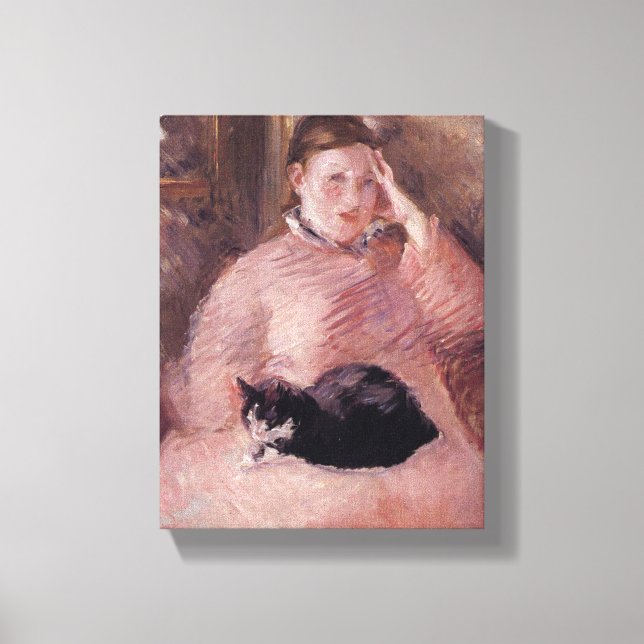 Impressão Em Tela Mulher com gato (de Edouard Manet) (Frente)