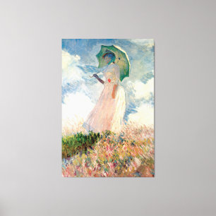 Impressão Em Tela Mulher com Parasol Vintage Claude Monet 1886