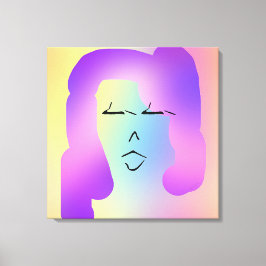 Impressão Em Tela Mulher com Poster de cabelo roxo