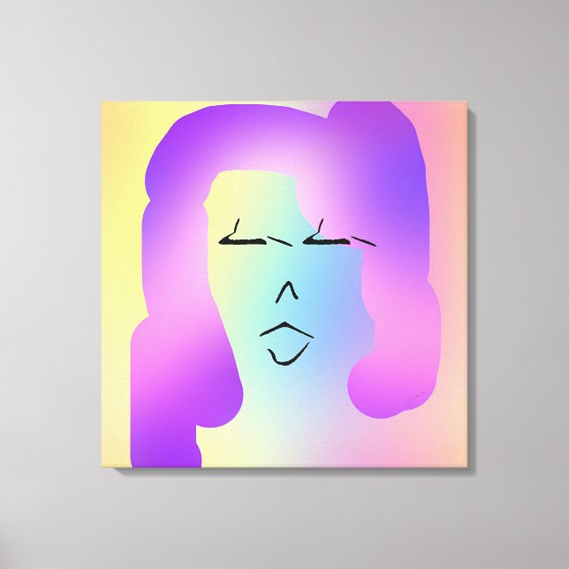 Impressão Em Tela Mulher com Poster de cabelo roxo (Frente)