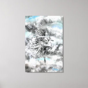 Impressão Em Tela Mulher Dançando nas Nuvens - Sentimento - Pintura
