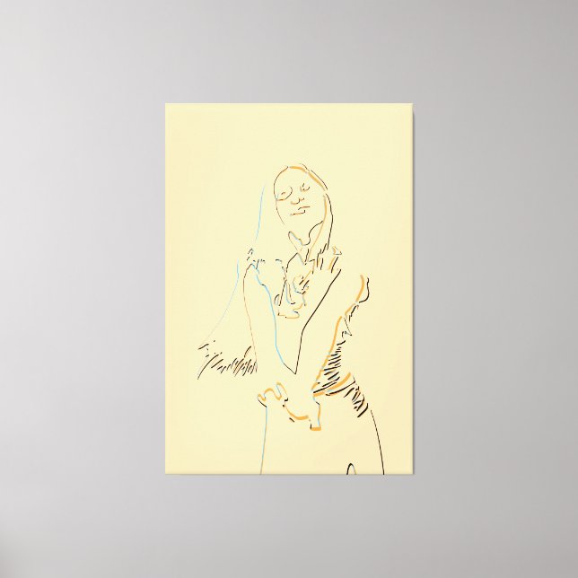 Impressão Em Tela Mulher dançante de arte em linhagem negra (Frente)