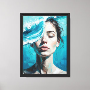 Impressão Em Tela Mulher das Ondas Oceânicas na Serenidade Abstrato 
