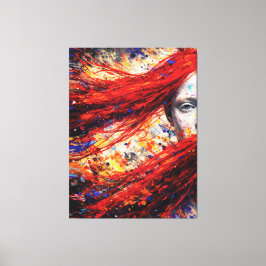 Impressão Em Tela Mulher de Cabelos Vermelhos Flamejantes Retrato Ab