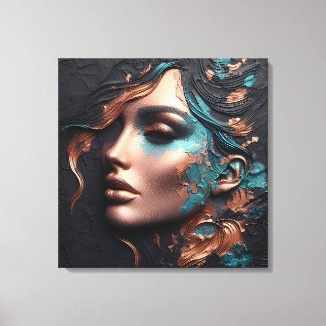 Impressão Em Tela Mulher de Cobre - Criação de IA (Frente)