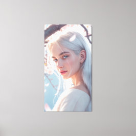 Impressão Em Tela Mulher de Flor de Cerejeira Retrato Arte de Parede