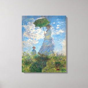 Impressão Em Tela Mulher de Monet Restaurada com Parasol O Stroll