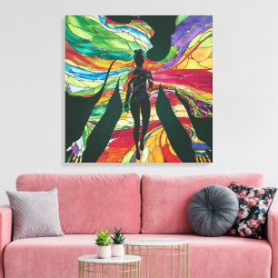 Impressão Em Tela Mulher de vidro conservada com dieta vibrante verd