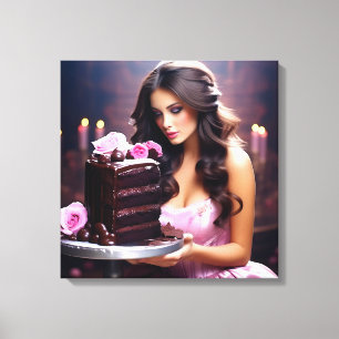 Impressão Em Tela Mulher do Chocolate Cake