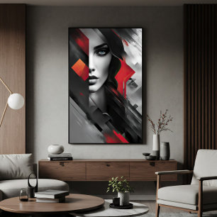 Impressão Em Tela Mulher em Camadas Abstratas