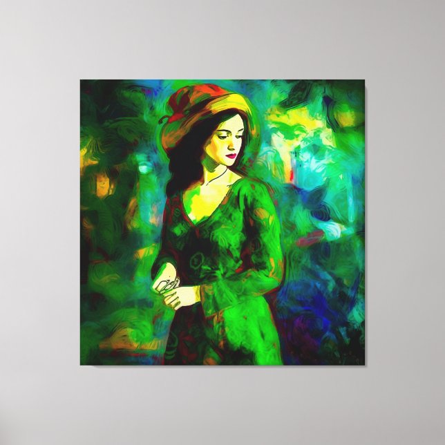 Impressão Em Tela Mulher em Chapéu (Frente)