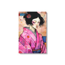 Mulher em Pink Kimono