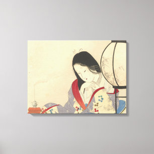 Impressão Em Tela Mulher em um interior por uma lâmpada 1890-1908