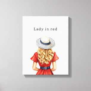Impressão Em Tela Mulher em vestido vermelho