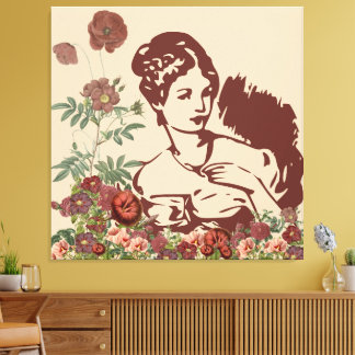 Impressão Em Tela Mulher Floral Vintage