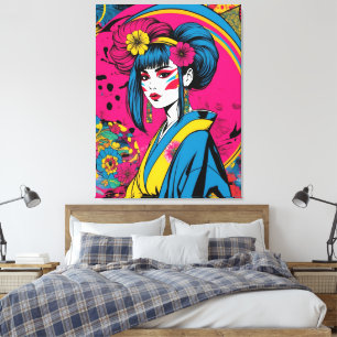 Impressão Em Tela Mulher geisha japonesa em kimono tradicional