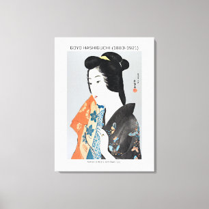 Impressão Em Tela Mulher japonesa segurando sua toalha - Goyō Hashig