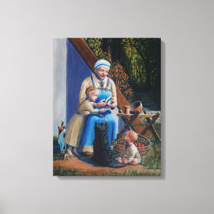 Impressão Em Tela Mulher/mãe/filhos — cão escocês — gato