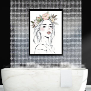 Impressão Em Tela Mulher Minimalista Arte Linha Desenhada à Mão Esca