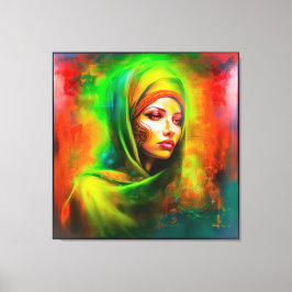 Impressão Em Tela Mulher mística em cores neonárias