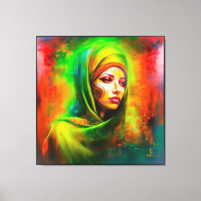 Impressão Em Tela Mulher mística em cores neonárias (Frente)