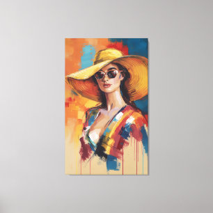 Impressão Em Tela Mulher Moderna Ousada com Retrato Abstrato de Chap