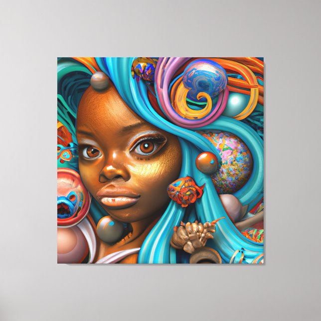 Impressão Em Tela Mulher Negra Melanin Rainha Brown Skin Sista Merma (Frente)