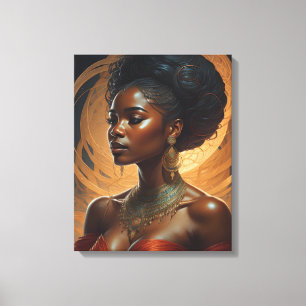 Impressão Em Tela Mulher Negra, Vintage Royalty