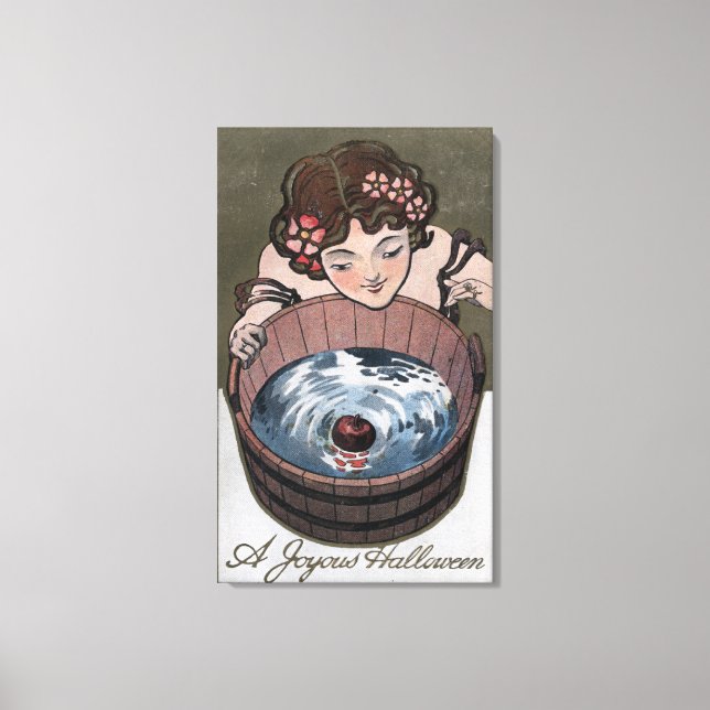 Impressão Em Tela Mulher olhando para o barril de madeira (Frente)