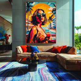 Impressão Em Tela Mulher pop de Arte em Víblias Tropicais
