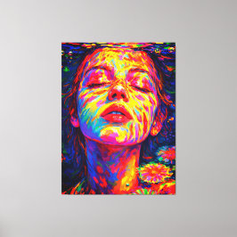 Impressão Em Tela Mulher Serena Sob Água Cores do Arco-íris Impasto