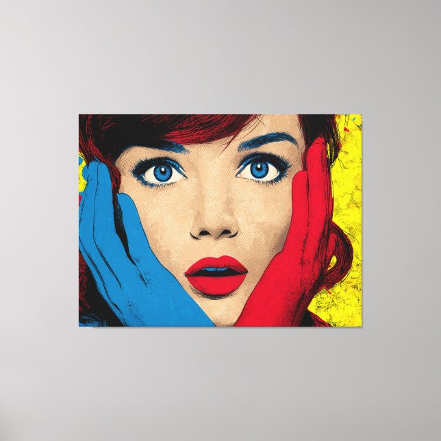 Impressão Em Tela Mulher surpreendida na Pop Art (Frente)