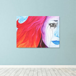 Impressão Em Tela Mulher Surrealista de Arco-Íris Perdendo Cor Arte 