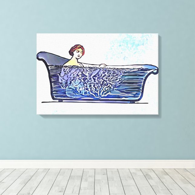 Impressão Em Tela Mulher tomando banho (Insitu(piso de madeira))