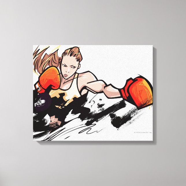 Impressão Em Tela Mulher vestindo luva de boxe (Frente)