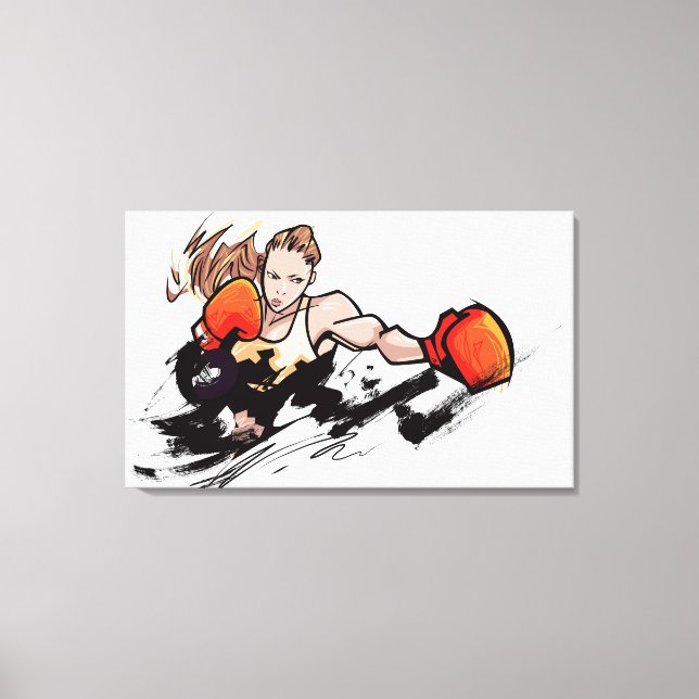 Impressão Em Tela Mulher vestindo luva de boxe (Frente)
