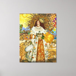 Impressão Em Tela Mulher Vintage Sol Dourado: Arte em Colagem do Zod