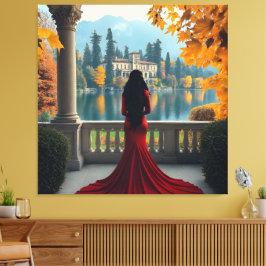 Impressão Em Tela Mulher Vista do Lago Como Itália Arte em Tela Esti