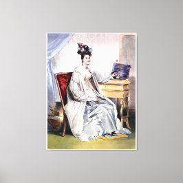 Impressão Em Tela Mulher Vitoriana com Caixa de Joias - Vintage Eleg
