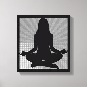 Impressão Em Tela Mulher Zen Preta Fazendo Meditação de Ioga na Pare