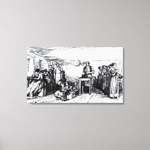 Impressão Em Tela Mulheres e crianças que fazem calçados