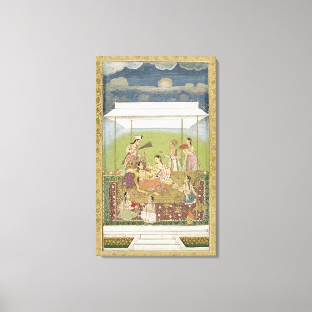 Impressão Em Tela Mulheres ouvindo música em um jardim, do Sm (Frente)