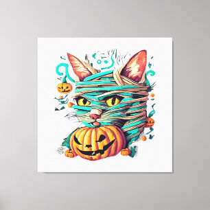 Impressão Em Tela Múmia Divertida de Gato no Halloween