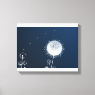 Impressão Em Tela Mural de Tela de Dandelion Noturno Azul - Noite Es