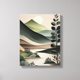 Impressão Em Tela Murmurios de Verde: Arte Boho Minimalista