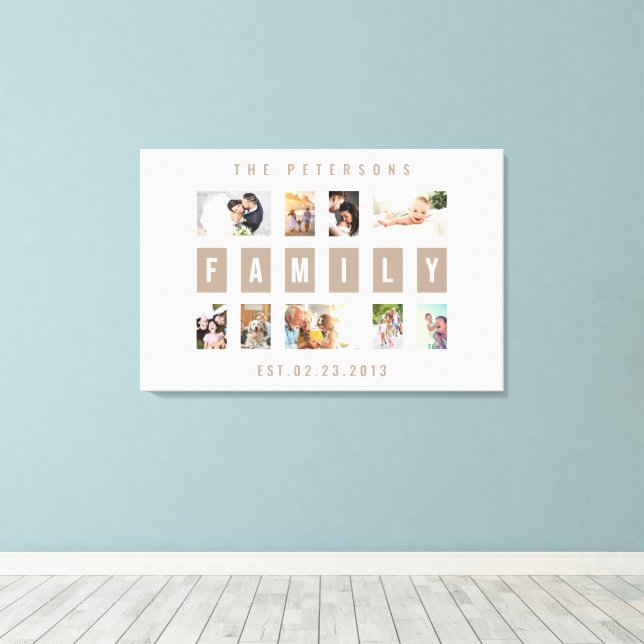 Impressão Em Tela Muro de Colagem Moderna da Família de Fotos 9 Pers (Insitu(piso de madeira))
