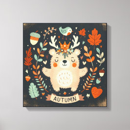 Impressão Em Tela Muro de Parede do Urso de Outono Bonito